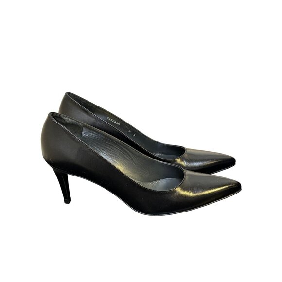 Stuart Weitzman Black Leather Pointed Toe Pumps Heels Size 7 - Picture 5 of 11